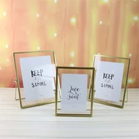 Gold Metal and Glass Photo Frame Folding Wire Desktop Picture Brass Frames for Portraits and Landscape 4/6/7/8 Inch Photo Frame