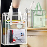 High Appearance PVC Clear Document Bag Waterproof Storage Handheld Tote Student Exam Special Purpose Tutorial Book Carrying Bag