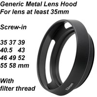 Drafty Metal Lens Hood for 35mm Lens (or longer) Universal Generic Screw-in 35 37 39 40.5 43 46 49 52 55 58mm with filter thread