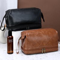 Leather Toiletry Bag for Men Women Dopp Kit Mens Hanging Toiletry Bag Travel Toiletry Bag for Traveling Large Cosmetic Bag for T