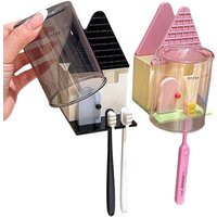 Dopamine Small House Toothbrush Holdertoothpaste Holderbathroom Wall-Mounted No-Punch Toothbrush Toothpaste Cup Holder