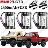 MN82 MN128 Original Lithium-ion Battery RC Auto Parts Battery 2S 7.4V 2600mAh Battery /7.4V USB for MN82S MN99S MN78 MN168