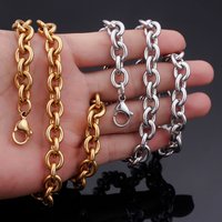 2025 New Arrival Width 8MM 316L Stainless Steel Golden Round O Chain Necklace For Men Fashion Hip Hop Party Accessories 50/60CM