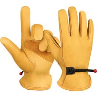 1 Pair Men Work Gloves Soft Cowhide Welding Security Protection Safety Workers Mechanic Driver Hunting Driving Farm Garden Glove