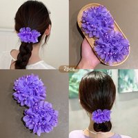 2 Purple Bead Flower Hair Rings Sweet Wind Hair Rope Suitable for Daily Use Headwear