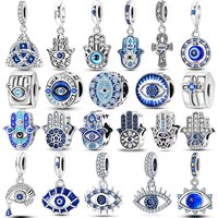 925 Sterling Silver Demon's Eye Palm Charms Bead CZ Zircon Fatima's Hand Dangle Fit Original Bracelet DIY Women Jewelry Gift