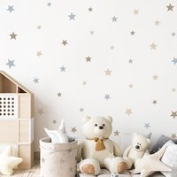 Autocollants muraux étoiles de dessin animé Beige, sparadrap muraux amovibles pour pépinière, affiche imprimée pour enfants, chambre de bébé, décoration intérieure de la maison, cadeaux