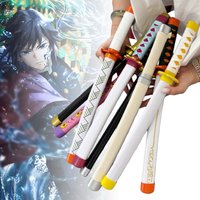 16inch Tomioka Giyuu Katana Anime Demon Slayer Sword Cosplay Prop Plastic Knife Ninja Real Japanese Katana Samurai Sabre Gift
