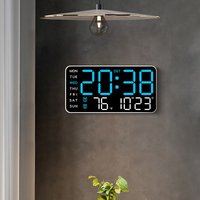 C Large Digital Wall Clock Week Date Temperature Display Voice Control Table LED Alarm Clocks Brightness Adjustable 12/24H Clock