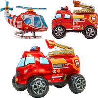 3D Assembled Fire Truck Foil Balloon Large Fire Rescue Helicopter Balloon Boys Firefighter Birthday Party Decoration Baby Shower