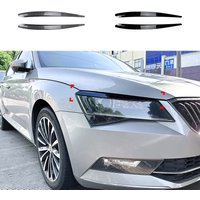 2016 To 2019 For Skoda Superb B8 Lid Trim Lamp Cover Body Kits Front Headlight Eyebrow Eyelids Sticker Gloss Black Carbon Fiber