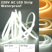 Taśma LED COB AC 220V IP67 Wodoodporna z Wtyczką EU/Przewodem 2-pinowym 240 LED/M 3000K 4000K 6000K Elastyczna Lampa do Dekoracji Domu