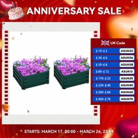 Set of 2 Raised Garden Bed Galvanised Steel Planter Boxes Easy Setup Green