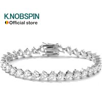 KNOBSPIN 4x6mm Pear Moissanite Tennis Bracelet s925 Sterling Silver Plated 18k White Gold with GRA Fine Bracelet for Women Man
