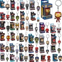 FUNKO POP The Avengers Marvels Iron Man Rocket Spider-man Hulk Loki Thor Captain America Panther Pocket Keychain Model Toys Gift