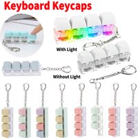 4 Keys Keycaps Keychain Toys with LED Light Decompression Toys Keyboard Fidget Keychain Stress Relief Fidget Keychain Button