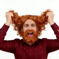 Adult Unisex Brown Wig with Beard Set Halloween Cosplay Costume Prop for All Seasons