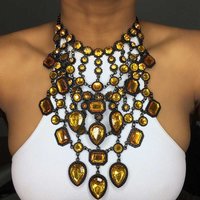 2026 New Multilayer Indian Statement Large Collar Crystal Necklace Women Boho Ethnic Big Bib Choker Necklace Ladies Jewellery