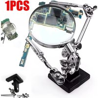 Third Hand 5X Magnifying Glass Stand for Electronic Works Jeweler Watch Repair Welding Soldering Magnifier with Dual Clips