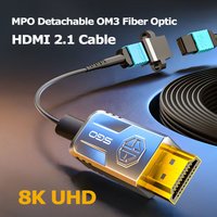 8K UHD Pure Fiber Optic HDMI 2.1 Cable Bidirectional MPO Split Detachable 72Gbps Ultra High Speed Long Distance Transmission