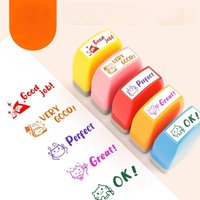 5 Pcs Stamps Colorful English Teacher's Seal Teachers To Stamp PASS Good Perfect Comments To Encourage and Correct Homework
