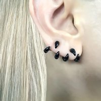 Halloween Earring Set Spooky Gothic Jewelry Vampire Fangs Werewolf Claws Fake Gauges Front Back Wrap Stud Earrings Charm Set