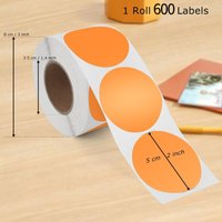 600 Labels per Roll - Continuous Roll Thermal Printer Stickers, 2 Inch (50mm) Round Labels, Self-Stick No laminate needed