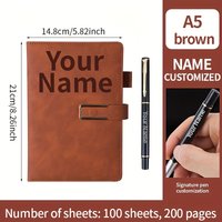 Custom Name 200 Pages A5 Soft Leather Notebook Retro Agenda Practical Trendy Stationery School Supplies for Note-Taking Planning