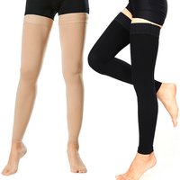 1Pair Women Compression Recovery Thigh Sleeves Support Hose 20-30 MmHg Thigh High Compression Stocking with Silicone Band