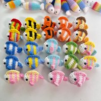 5pcs Hook Knitted Rainbow Fat Giant Salamander Fish Keychain Hand-woven Pendant Small Fish Keychain Creative Hanging Decoration