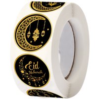 500pcs Eid Mubarak Stickers Black Gold Labels for Home 2025 Ramadan Kareem Islam Muslim Party Eid Al Adha Gifts Ramadan Mubarak