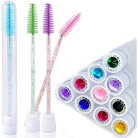 10Pcs Diamond Eyebrow Brush Tube Disposable Eyelash Brush Reusable Crystal Lash Brush Replaceable Dust-proof Sparkling Bling