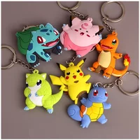 Anime Pokemon Pikachu keychain Pendant Pokmon Toy Gengar keychain PVC Figures New Silicone Pendant Psyduck Charmander Key Ring