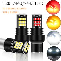 2Pcs T20 7440 Led Turn Signal Light W21W Reverse Light Bulb 3030SMD Universal Car 7443 W21/5W Amber Red Led Brake Light 12V