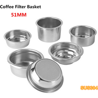 51mm Stainless Steel Coffee Filter Basket Replacement Bottomless Portafilterfor Delonghi EC Series Espresso Machine Barista Acce