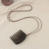 Fashionable Neckchain Wood Comb Charm Necklace Adjustable Length Clavicle Chain Portable Women Hair Grooming Jewelry