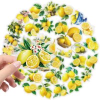 56Pcs Aesthetic Lemon Fruit Stickers Hand-painted Waterproof Decals for Planner Journal Stationery Scrapbook DIY Decor