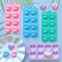 1 piece silicone mini 8-cavity diamond heart candy silicone mold, used for baking, heart-shaped ice cookies Valentine's Day cand