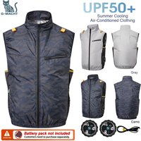Cooling Fan Air Condition Clothing, Lightweight Sun Protection Windbreaker Vest, Outdoor Sports Fishing Work Jacket for Men Wome