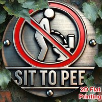 Funny Sit To Pee Bathroom Warning Round Metal Sign 2D Flat Vintage Restroom Wall Decor