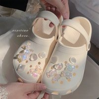 10PCS Summer Fashion Shoe Charm DIY Pins Crystal Rhinestone Rabbit Shoe Decoration Buckle for Clogs Shoes Accessories
