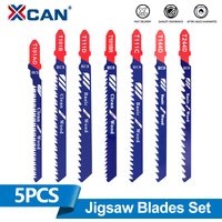 XCAN 5pcs Jigsaw Blades HCS Steel T-Shank Curve Cutting Tool For Wood Plastic T101AO T101B T101D T101BR T111C T144D T244D
