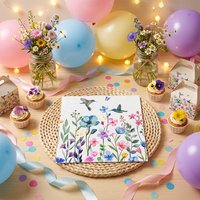 20/50 Hummingbird Garden Party Napkins (4.92 X 4.92 inches), suitable for weddings, birthdays, and various parties.