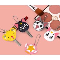 New Cartoon Keychain Silicone Cat and Dog Animal Model Protection Key Cover Key Control Dust Cap Bracket Gift Lady Keychain