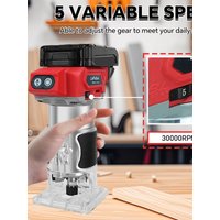 Brushless Cordless Wood Router Tool for Milwaukee 18V Battery 5 Variable Speeds Woodworking Trimming Machine (No Battery)