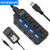 4 Ports USB 3.0 HUB 5 Gbit/s High Speed Expander Multi USB Splitter Adapter mit LED Lampe für PC Computer Laptop Zubehör
