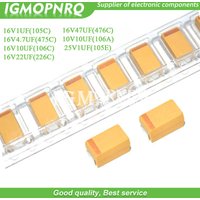 50PCS Tantalum Capacitor Type A 3216 16V1UF 16V4.7UF 16V10UF 16V22UF 10V10UF 25V1UF 16V47UF 105C 475C 106C 105E 476C Capacitance
