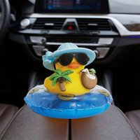 1pc Trending Vacation Duck Car Decor, Fashionable Sunglasses & Coconut Tree, Dual Use For Desktop & Car Accessorie