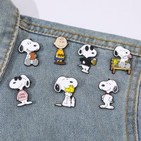 7Pcs Snoopy Enamel Pins Charlie Brown & Woodstock Cartoon Brooches for Backpacks, Bags, Hats Funny Joe Cool Dog Lapel Pins