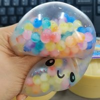 Colorful Rainbow Dumpling Squishy with Bead Sensory Squeeze Toy for Stress Relief with Bamboo Steamer Funny Gift